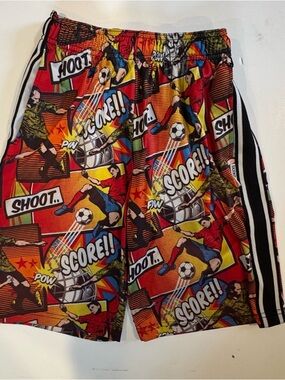 Flow Society Soccer Comic Big Boys' Orange/Multi Attack Shorts Medium